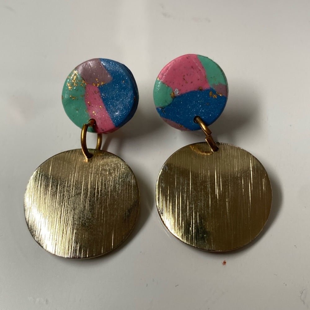 Clay and metal earrings